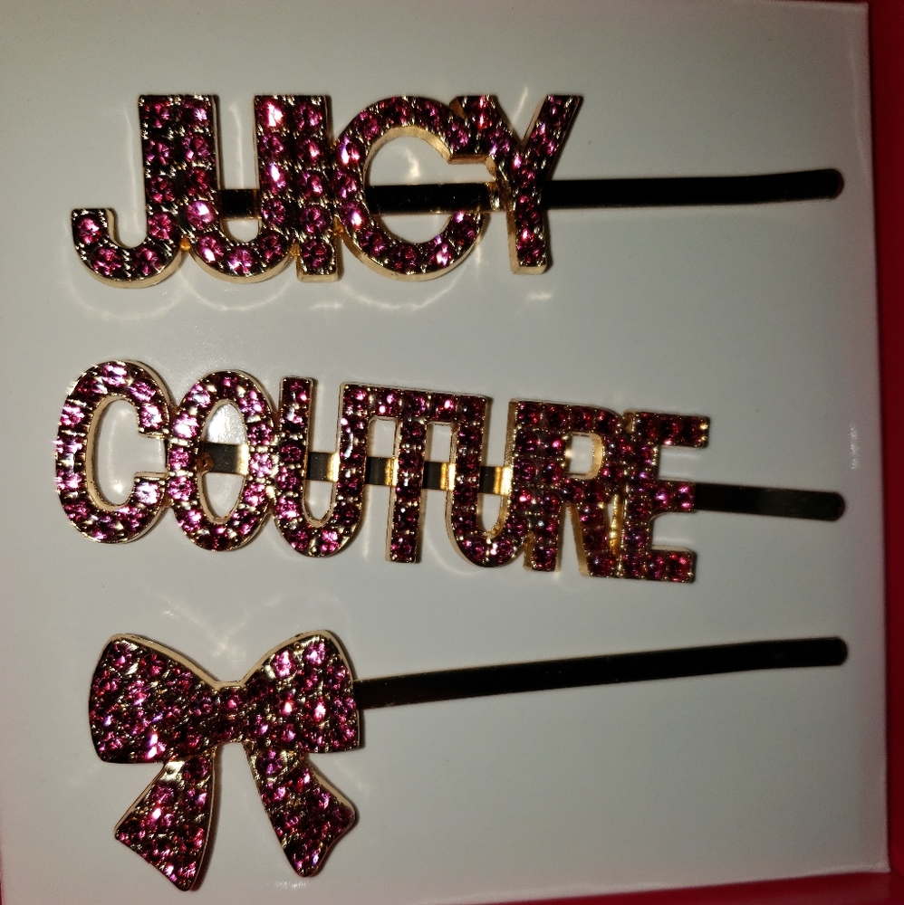 Juicy Couture rhinestone hair clips set of 3